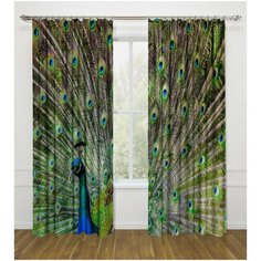 Фотошторы "Изящество павлина", 145*260 см, 2 шт. Сирень