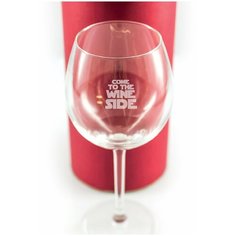 Бокал в тубусе с гравировкой "Come to the wine side". Groza