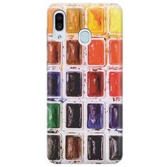 Ультратонкий силиконовый чехол-накладка для Samsung Galaxy A40 с принтом "Палитра красок" Gosso