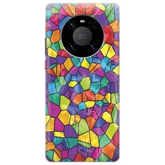 Ультратонкий силиконовый чехол-накладка для Huawei Mate 40 Pro с принтом "Яркая мозаика" Gosso