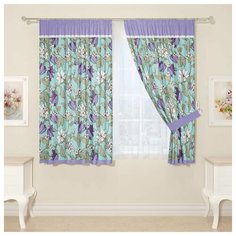 Комплект штор для кухни 18113, штора 2 шт, подхват 2 шт. Сирень