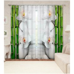 Фотошторы "Бамбук на камнях" 150*260 2 шт. Шелковистые Сирень