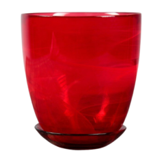 Горшок NinaGlass с поддоном №4 17 х 16 х 16 см рубин