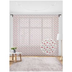 Жаккардовый тюль JoyArty (вуаль, штора) на шторной ленте "Крошечные алеющие маки", 300x255 см