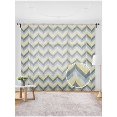 Жаккардовый тюль JoyArty (вуаль, штора) на шторной ленте "Желто-зеленый узор", 300x255 см