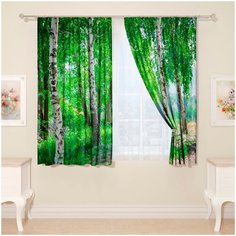 Фотошторы "Березовая аллея", 145*160 2 шт. Сирень