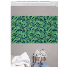 Придверный коврик в прихожую JoyArty "Множество экзотических листьев" для обуви, на резиновой основе, 77x52 см"