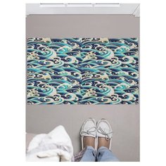 Придверный коврик в прихожую JoyArty "Узорные волны" для обуви, на резиновой основе, 77x52 см"