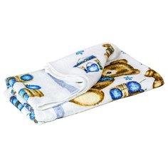 Детское банное полотенце с медвежонком UTEX 130 х 70 см, голубая полоска