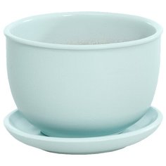 Керамический горшок "Бутон" с подставкой, 0,5 л., Д130 Ш130 В90, голубой Engard