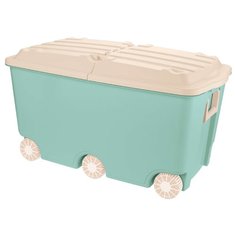 ЯЩИК ДЛЯ ИГРУШЕК НА КОЛЕСАХ 685*395*385 ММ 66,5 Л (ЗЕЛЕНЫЙ) (1/3) "БЫТПЛАСТ"