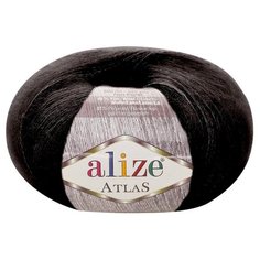 Пряжа для вязания Ализе Atlas (49% шерсть, 51% полиэстер) 10х50г/250м цв.060 черный Alize