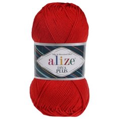 Пряжа для вязания Ализе Diva Plus (100% микрофибра акрил) 5х100г/220м цв.056 красный Alize