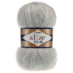 Пряжа для вязания Ализе Angora Real 40 (40% шерсть, 60% акрил) 5х100г/480м цв.614 серый меланж Alize