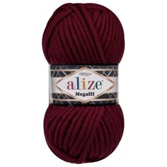Пряжа для вязания Ализе Superlana Megafil (25% шерсть, 75% акрил) 5х100г/55м цв.057 бордовый Alize