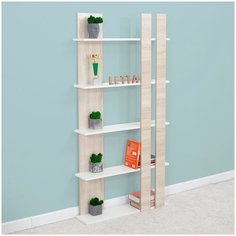 Стеллаж этажерка полка шкаф книжный Бали прямой Дуб сонома/Белый 800х1600х200 Letta