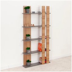 Стеллаж этажерка полка шкаф книжный Бали прямой Орех лион/Пельтро 800х1600х200 Letta