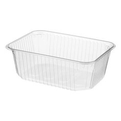 Одноразовый контейнер 1000 мл, КОМПЛЕКТ 100 шт., БЕЗ КРЫШКИ, 186х132 мм, прозрачные, ПП, ЮПЛАСТ, ЮУПМ3321