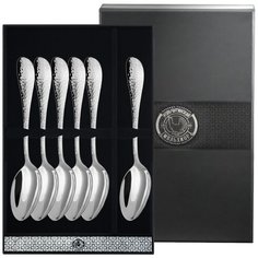 Набор чайной ложки Кольчугинский мельхиор "Капелька" кованная (6 пр) посеребренный