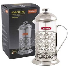 ЧАЙНИК ЗАВАР. СТЕКЛО 600 МЛ, КРЫШКА С ПРЕССОМ "OLIMPIA" (1/12) "MALLONY" T046-600ML