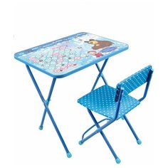 Комплект детской мебели Nika КП2 "Маша и Медведь. Азбука-4", для возраста 3-7 лет, стул с мягким сиденьем, синий