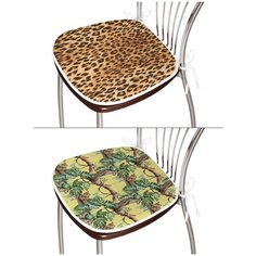 Двухсторонняя подушка на стул "Любовь к леопардам", сидушка квадратная 38x39 см на завязках Joy Arty