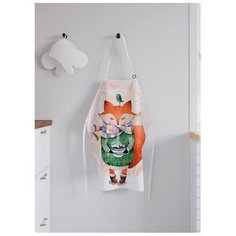 Фартук женский для готовки "Лисенок согревается", универсальный размер Joy Arty