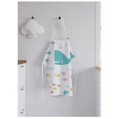 Фартук женский для готовки "Морские рыбы и кит", универсальный размер Joy Arty