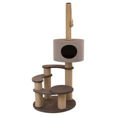 Комплекс с когтеточками 4-х уровневый Дарэлл "Хайтек", круглый, с домиком (рогожка, джут), 65x65x130 см