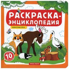 Раскраска-энциклопедия. Животные леса: книжка-раскраска Феникс