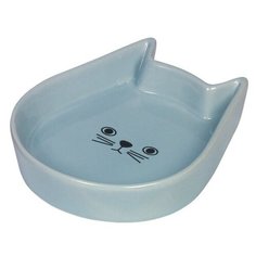Миска керамическая Nobby "Kitty face", с рисунком (цвет: голубой), 13x16x3 см