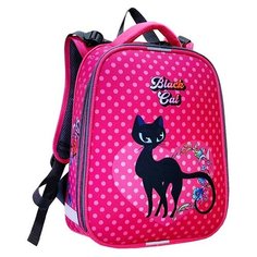 Ранец школьный STAVIA "Черная кошка" ортопедическая спинка, светоотражающие вставки, мультиколор, 8258Б