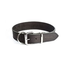 Ошейник кожаный для собак GRIPALLE Дакс , натуральная кожа, стальная фурнитура, размер: ширина 35 мм, длина 55 см, цвет черный,
