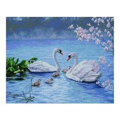 Алмазная мозаика PaintBoy "Лебединая семья" 40х50 см, на подрамнике APK22009