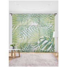 Жаккардовый тюль JoyArty (вуаль, штора) на шторной ленте "Ботанические тропики", 300x255 см