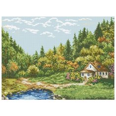 Домик на опушке набор для выкладывания стразами 43х32 Паутинка М-409