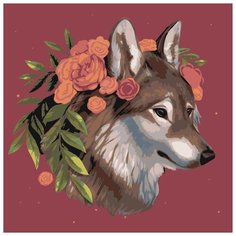 Картина по номерам Живопись по Номерам "Волк с венком", 40x40 см