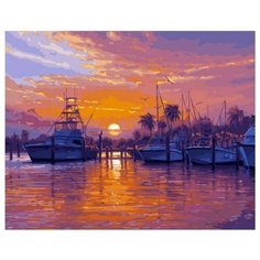 Картина по номерам Paintboy "Тропическая бухта катеров", 40x50 см