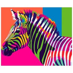 Картина по номерам Paintboy "Радужная зебра 3", 40x50 см