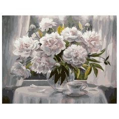 Картина по номерам Paintboy "Белые пионы", 40x50 см