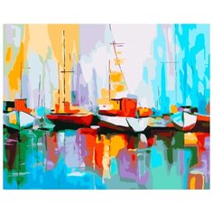 Картина по номерам Color Kit "Цветные лодки в порту", 40x50 см