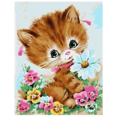 Картина по номерам Paintboy "Котенок с ромашкой", 30x40 см