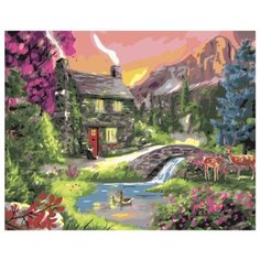 Картина по номерам Paintboy "Рассвет у домика в предгорье", 40x50 см