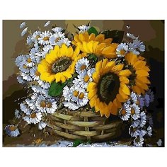 Картина по номерам Paintboy "Ромашки и подсолнухи", 40x50 см