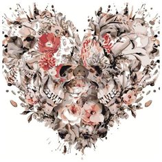 Картина по номерам Живопись по Номерам "Сердце из черепов", 40x40 см