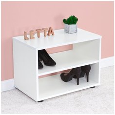 Обувница полка тумба для обуви Ультра Белое тиснение 578х423х350 Letta