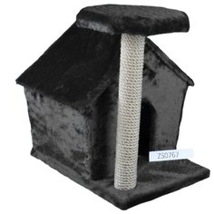 Домик-когтеточка "Избушка", (мех, джут, поролон), 35*45*50 (h) см, цвет: черный Зоосиндикат