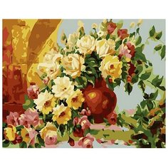 Живопись по номерам на холсте 40x50 см Raduga "Ваза с чайными розами", GX7265