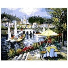 Живопись по номерам на холсте 40x50 см Raduga "Столик у воды", GX3607