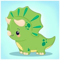 Алмазная мозаика "Зеленый динозаврик", 20x20 см Гранни